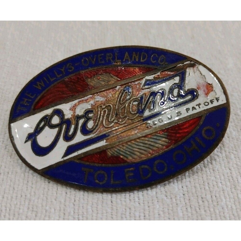 Rare 1919-1926 Overland Willys Toledo Ohio Radiator Emblem Automotive Car Badge